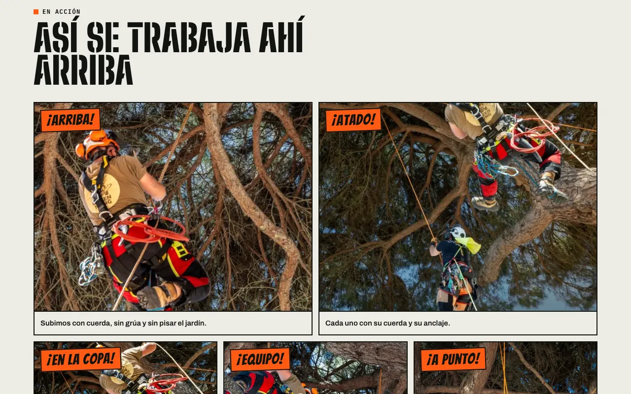 Fotos de l'equip enfilant-se, en vinyetes de còmic